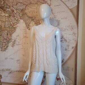 Banana Republic cable knit ivory sleeveless tank cami fisherman vacation beach M